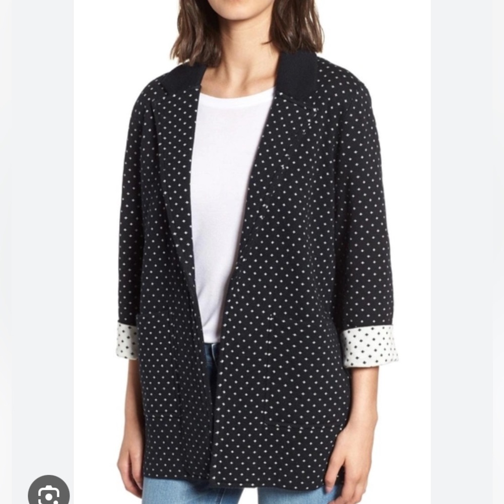 J crew dot jacquard navy dot sweater blazer in Medium